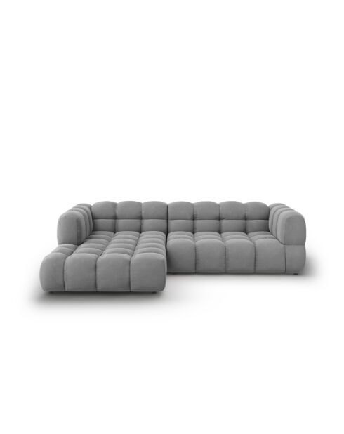Modulares 4-Sitzer-Ecksofa aus Samt für links Hellgrau - 272x162x70