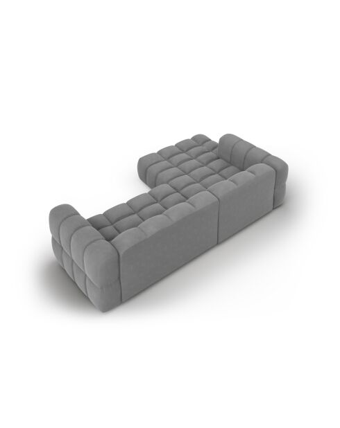 Modulares 4-Sitzer-Ecksofa aus Samt für links Hellgrau - 272x162x70
