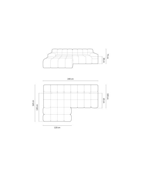 Rechtes Ecksofa aus Strukturstoff Agave 2 Sitze Anthrazit - 240x160x75