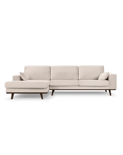 Hebe 4-Sitzer-Ecksofa links aus Samt Beige - 281x154x83 cm