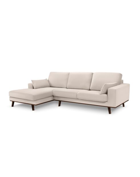 Hebe 4-Sitzer-Ecksofa links aus Samt Beige - 281x154x83 cm