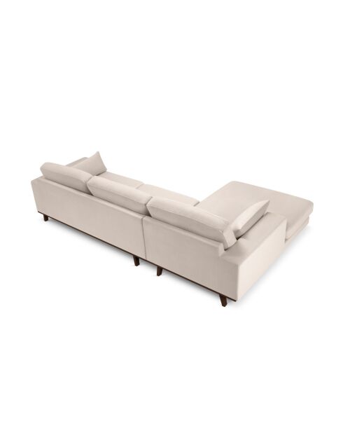 Hebe 4-Sitzer-Ecksofa links aus Samt Beige - 281x154x83 cm