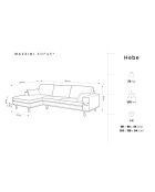 Hebe 4-Sitzer-Ecksofa links aus Samt Beige - 281x154x83 cm