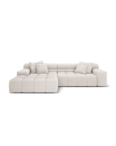 Linkes Ecksofa aus Strukturstoff Agave 3-Sitzer Hellbeige - 270x160x75 cm