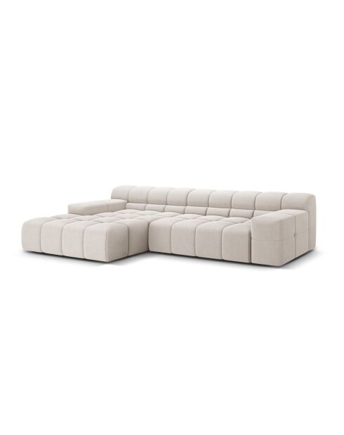 Linkes Ecksofa aus Strukturstoff Agave 3-Sitzer Hellbeige - 270x160x75 cm