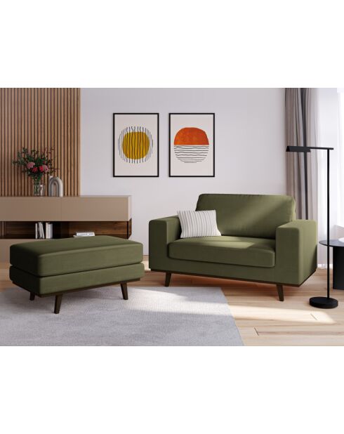 Pouf velours Hebe 1 place Vert - 86x60x43 cm