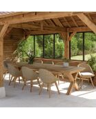 Ensemble de salon de jardin 8/10 personnes - 1 table à manger rectangulaire et 8 chaises de jardin - Beige et blanc