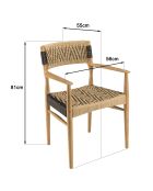 Gartenmöbelset für 4/6 Personen — 1 runder Esstisch und 6 beigefarbene und schwarze Gartenstühle