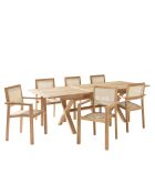 Ensemble de salon de jardin 8/10 pers - 1 Table rectangulaire extensible et 6 fauteuils beige