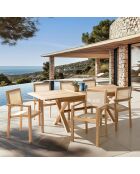 Ensemble de salon de jardin 8/10 pers - 1 Table rectangulaire extensible et 6 fauteuils beige