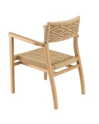 Tuinmeubelset voor 8/10 personen - 1 rechthoekige eettafel en 8 beige tuinstoelen met ruitpatroon