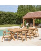 Tuinmeubelset voor 8/10 personen - 1 rechthoekige eettafel en 8 beige tuinstoelen met ruitpatroon