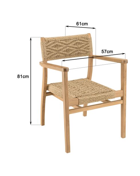 Tuinmeubelset voor 8/10 personen - 1 rechthoekige eettafel en 8 beige tuinstoelen met ruitpatroon