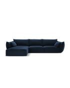 Vanda 4-Sitzer-Ecksofa aus Samt links Königsblau - 308x171x85 cm