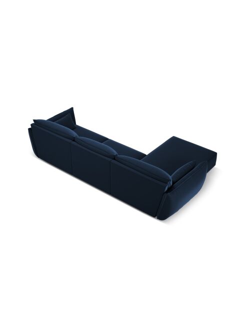 Vanda 4-zits fluwelen hoekbank links koningsblauw - 308x171x85 cm