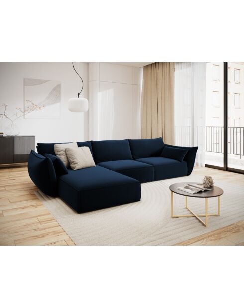 Vanda 4-zits fluwelen hoekbank links koningsblauw - 308x171x85 cm