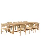 Tuinmeubelset 8/10 personen - 1 rechthoekige eettafel en 8 beige tuinstoelen