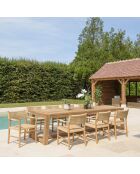 Tuinmeubelset 8/10 personen - 1 rechthoekige eettafel en 8 beige tuinstoelen