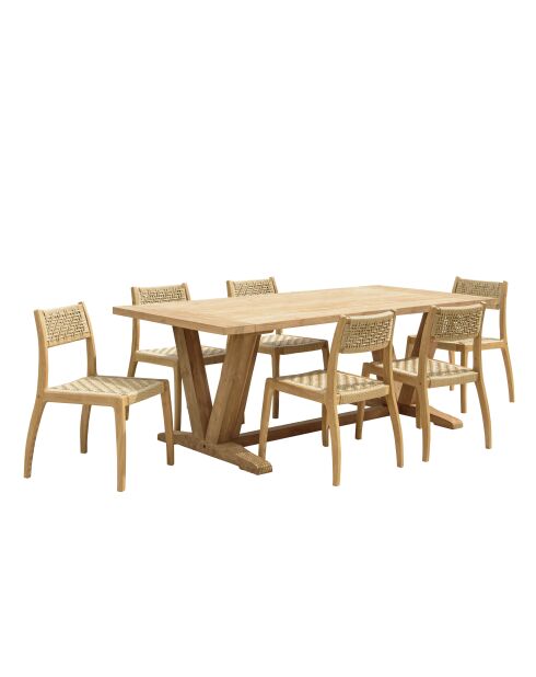 Juego de muebles de jardín para 6/8 personas: 1 mesa de comedor rectangular de color beige