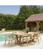 Ensemble de salon de jardin 6/8 personnes- 1 table à manger rectangulaire de jardin beige