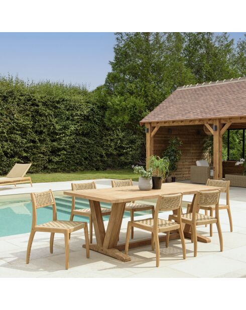 Juego de muebles de jardín para 6/8 personas: 1 mesa de comedor rectangular de color beige