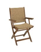 6-Sitzer-Gartenmöbelset Cancun — 1 ausziehbarer Gartentisch aus geölter Akazie — 4 Stühle und 2 Klappstühle — Beige