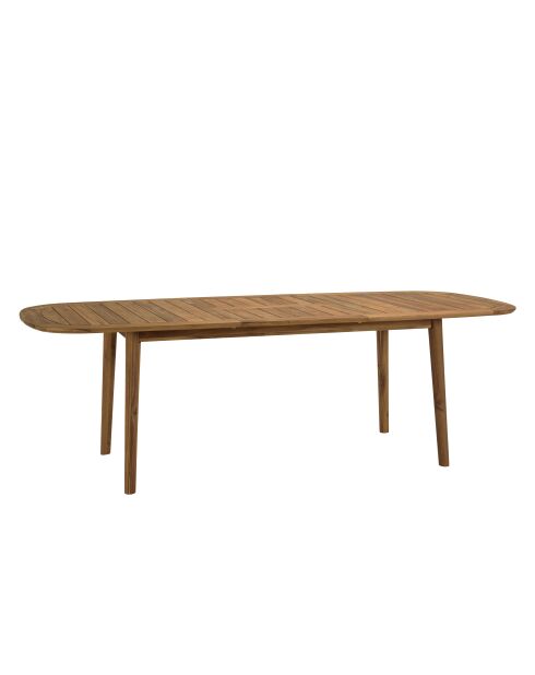 6-Sitzer-Gartenmöbelset Cancun — 1 ausziehbarer Gartentisch aus geölter Akazie — 4 Stühle und 2 Klappstühle — Beige