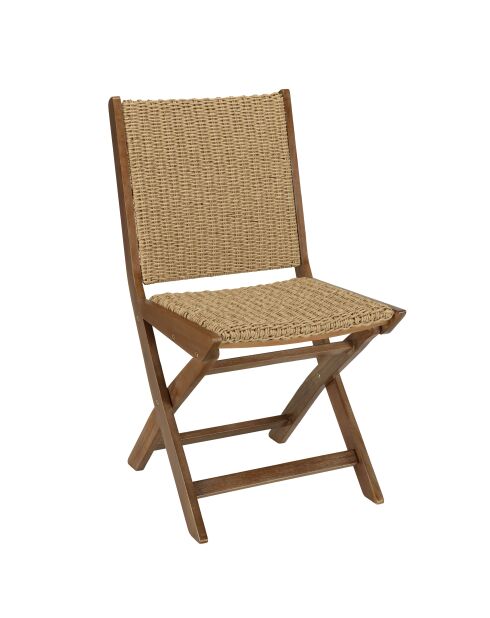 6-Sitzer-Gartenmöbelset Cancun — 1 ausziehbarer Gartentisch aus geölter Akazie — 4 Stühle und 2 Klappstühle — Beige