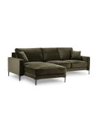 Venus 4-zits fluwelen hoekbank links Groen - 248x160x90