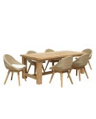 Garten-Lounge-Set für 6/8 Personen — 1 rechteckiger Garten-Esstisch — Beige/Weiß
