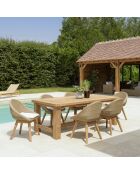 Garten-Lounge-Set für 6/8 Personen — 1 rechteckiger Garten-Esstisch — Beige/Weiß