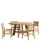 Ensemble de salon de jardin 4 personnes - 1 table à manger ronde et 4 chaises de jardin beige