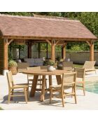 Ensemble de salon de jardin 4 personnes - 1 table à manger ronde et 4 chaises de jardin beige