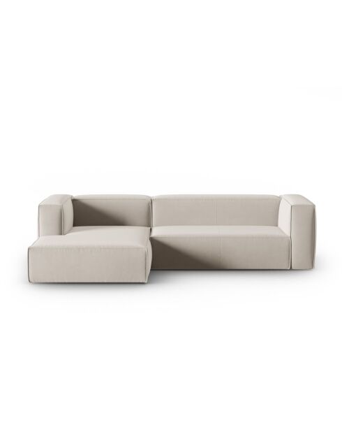 Rechtes Ecksofa Verbena aus Samt Ecru - 282x166x73