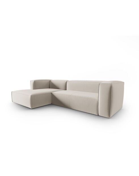Rechtes Ecksofa Verbena aus Samt Ecru - 282x166x73