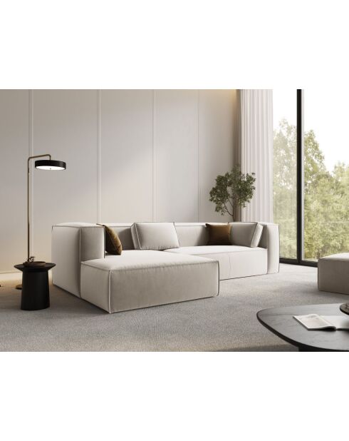 Rechtes Ecksofa Verbena aus Samt Ecru - 282x166x73