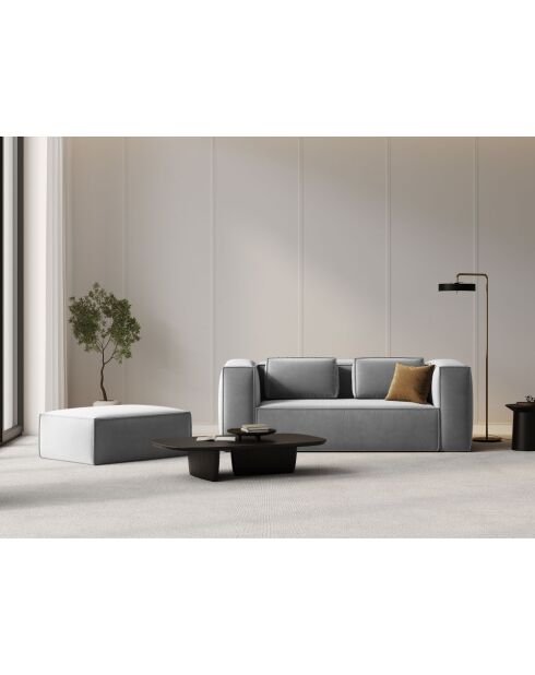 Pouf velours Verbena 1 place Gris Clair - 100x69x40