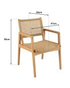 Ensemble de salon de jardin 4 personnes - 1 table à manger carrée et 4 fauteuils de jardin beige