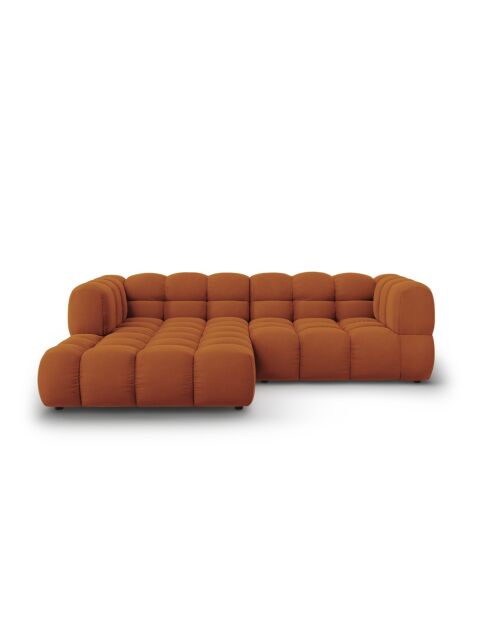 Aster Ecksofa für 3 Personen, aus Terrakotta, modular, aus Samt, rechts, 244 x 162 x 70