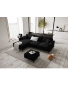 Sofá de esquina izquierda de terciopelo Venus de 4 plazas negro - 248x160x90