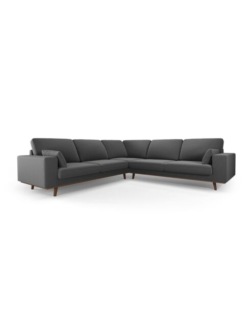 Hebe Velvet Symmetrisches Ecksofa 5 Sitzer Dunkelgrau - 273 x 273 x 83 cm