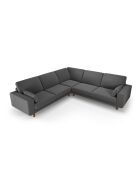 Hebe Velvet Symmetrisches Ecksofa 5 Sitzer Dunkelgrau - 273 x 273 x 83 cm