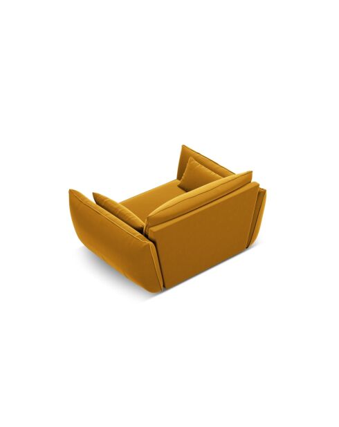 Vanda 1-zits fauteuil van geel fluweel - 128x110x85 cm