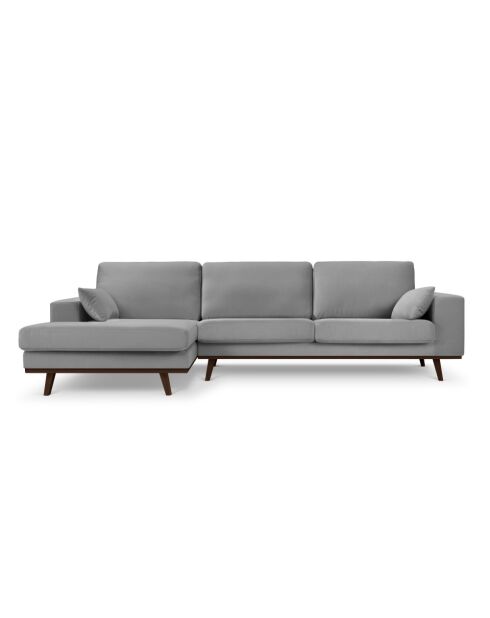 Hebe 4-Sitzer-Ecksofa rechts aus Samt Grau - 281x154x83 cm