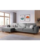 Hebe 4-Sitzer-Ecksofa rechts aus Samt Grau - 281x154x83 cm