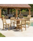 Juego de muebles de jardín para 4 personas: 1 mesa de comedor cuadrada y 4 sillas de jardín de color beige