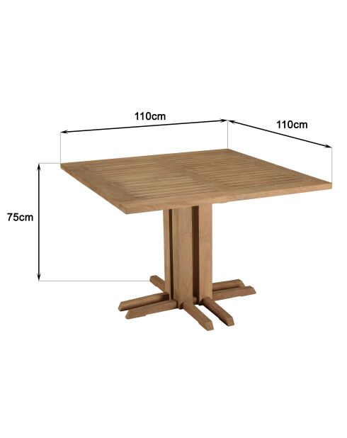 Juego de muebles de jardín para 4 personas: 1 mesa de comedor cuadrada y 4 sillas de jardín de color beige