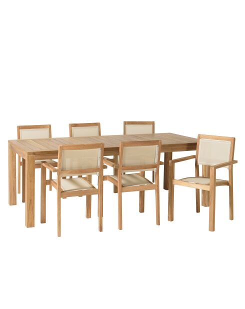 Set de muebles de jardín para 8/10 personas - 1 mesa rectangular modelo Denver y 6 sillones beige