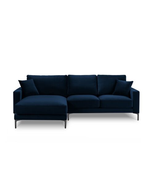 Venus 4-Sitzer-Ecksofa links aus Samt Königsblau - 248x160x90