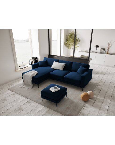 Venus 4-Sitzer-Ecksofa links aus Samt Königsblau - 248x160x90